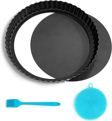 Pie Pan 22cm Fluted Tart Tin Quiche Pan 22cm Non-Stick Tart Flan