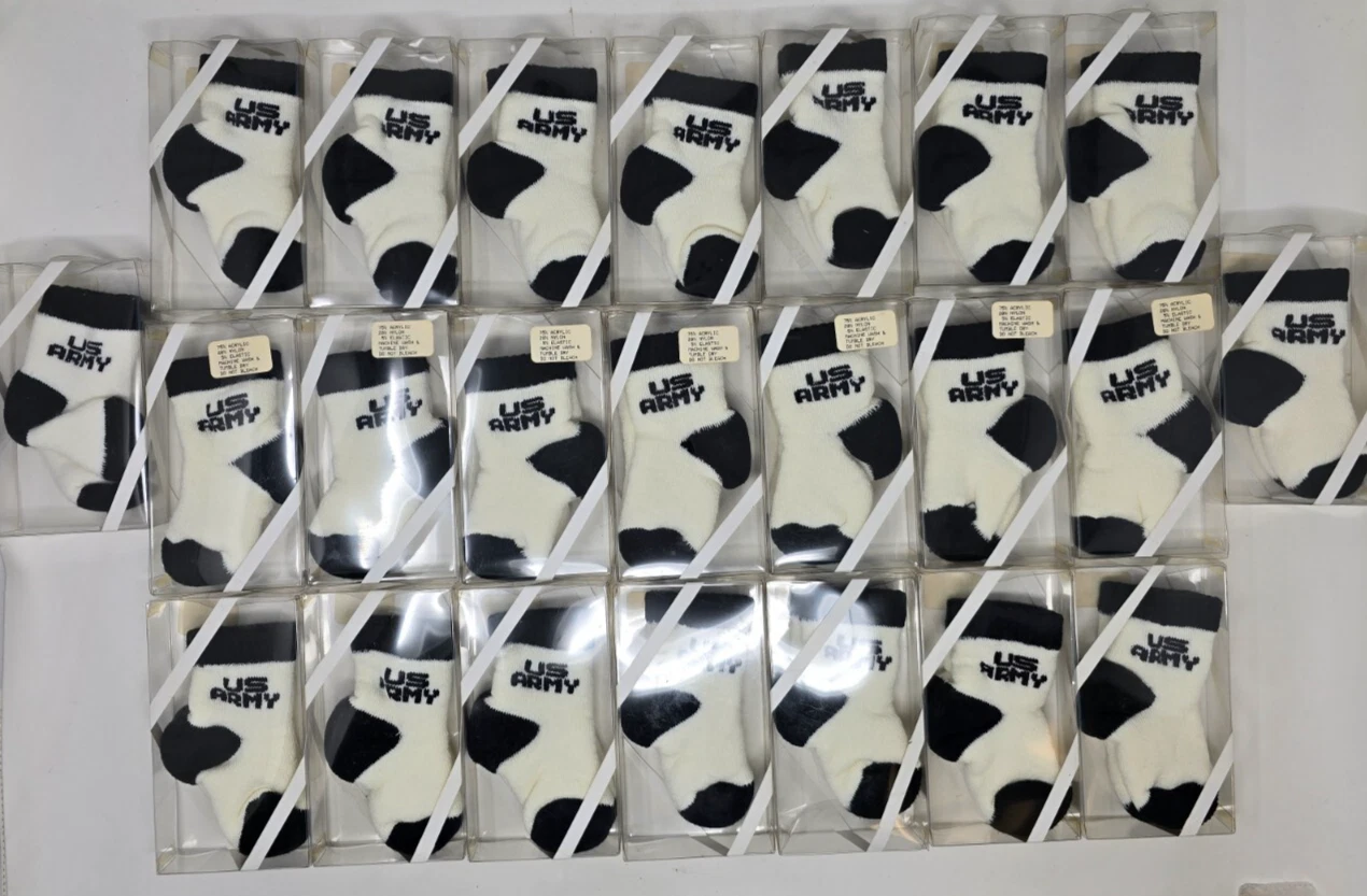 Vintage US Army Baby Socks Booties NEW Lot of 23 - NOS NCAA