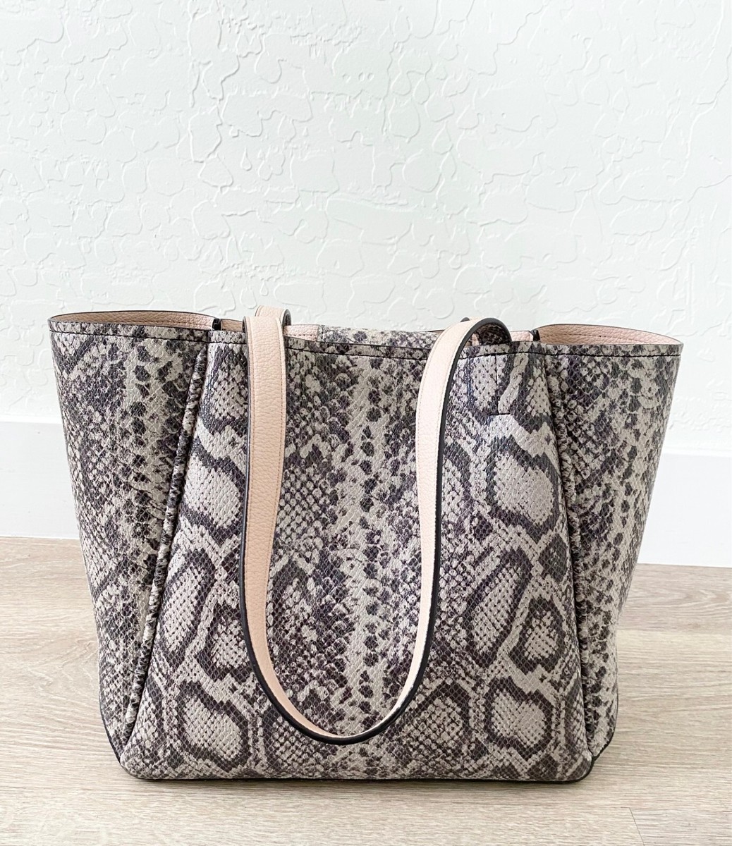 Aimee Kestenberg Grey Snake Python Cobra Leather Delara Tote