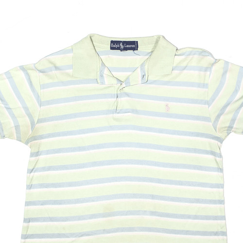 RALPH LAUREN Boys Polo Shirt Green Striped Short Sleeve M - Picture 2 of 6