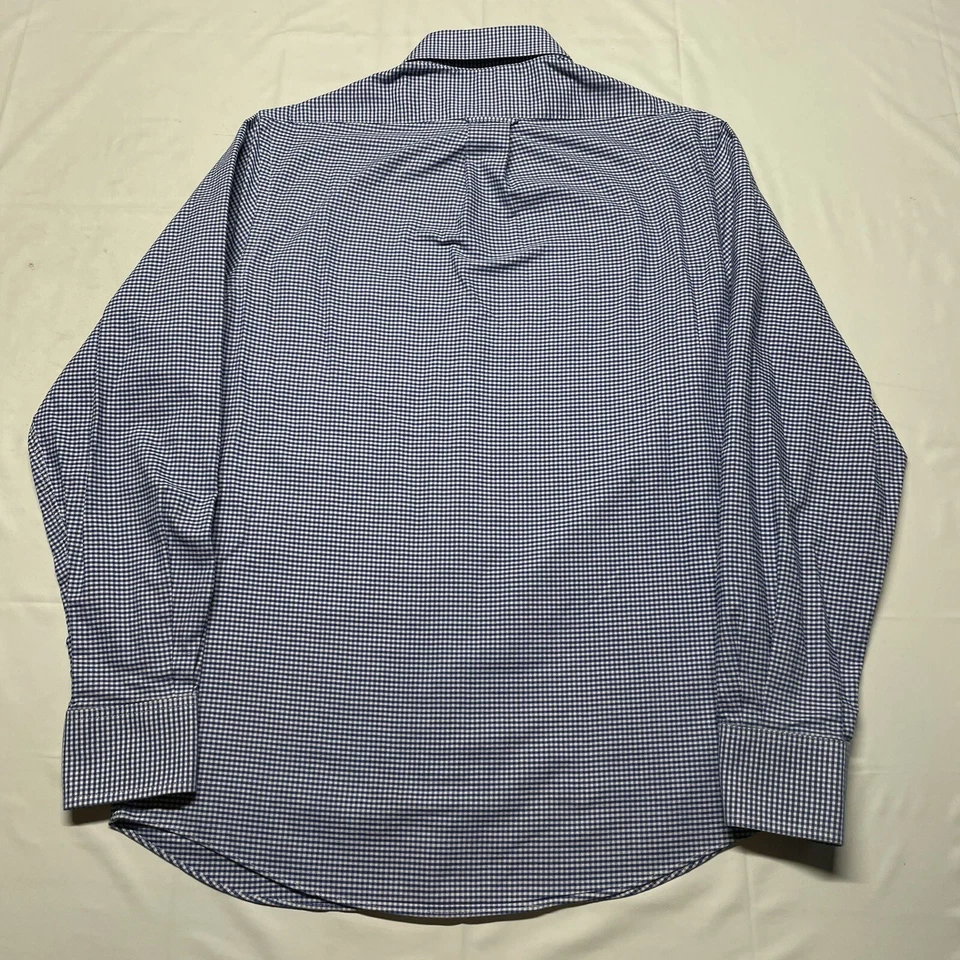 IZOD Button Up Shirt Men's Small Blue Plaid Varsity Oxford Undershirt Slim Fit - Image 3 of 4