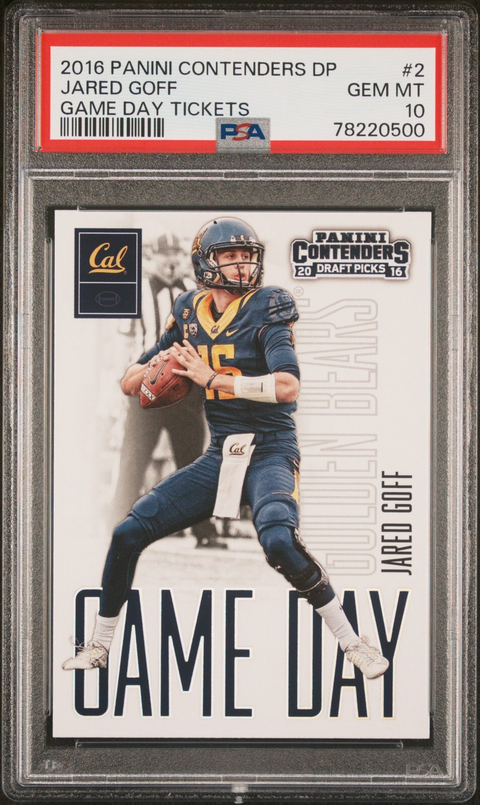 JARED GOFF rookie 2016 Panini Contenders Game Day Tickets PSA 10 + FREE SHIPPING
