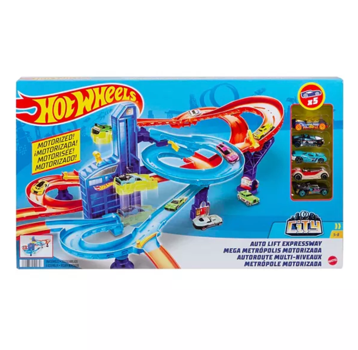 NEW Hot Wheels Auto Lift Expressway Set w/ 5 Cars eBay