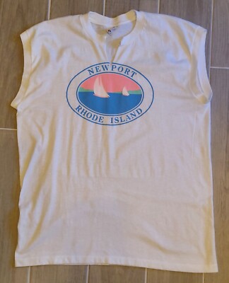 Vintage 80s Stedman T-Shirt Sleeveless Newport Rhode Island Single Stitch USA XL