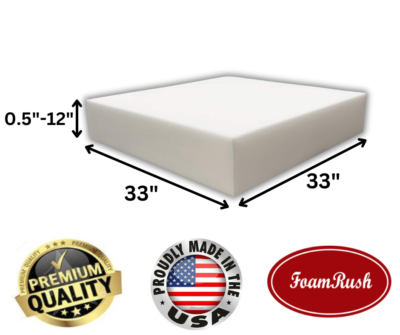 #ad #ad FoamRush 33quot; x 33quot; High Density Upholstery Foam Cushion Made in USA $124.97