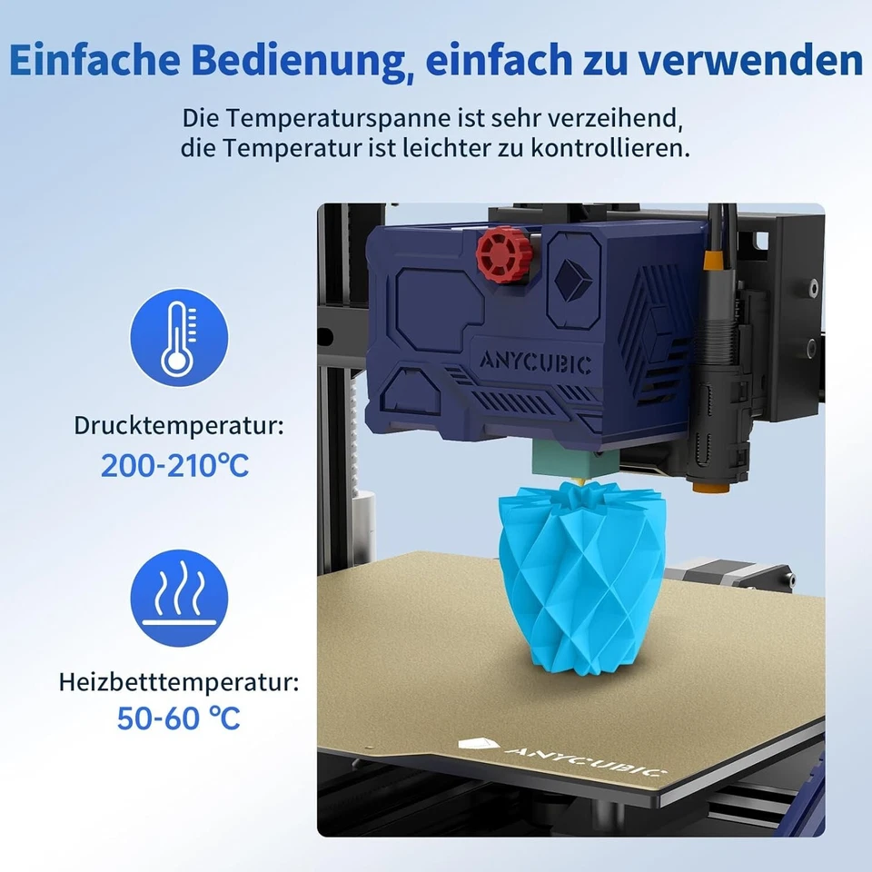 Intelligente PLA-Filament | 1,75 mm Cyan | Vakuumverpackt - Bild 2 von 4