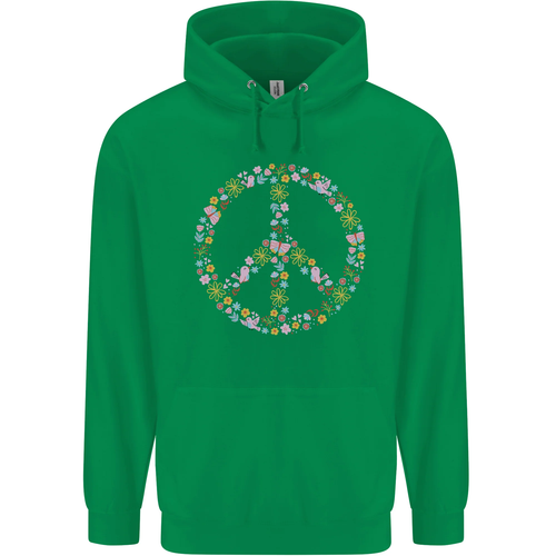 Floral Peace Symbol Hippie Love Childrens Kids Hoodie - Picture 11 of 12