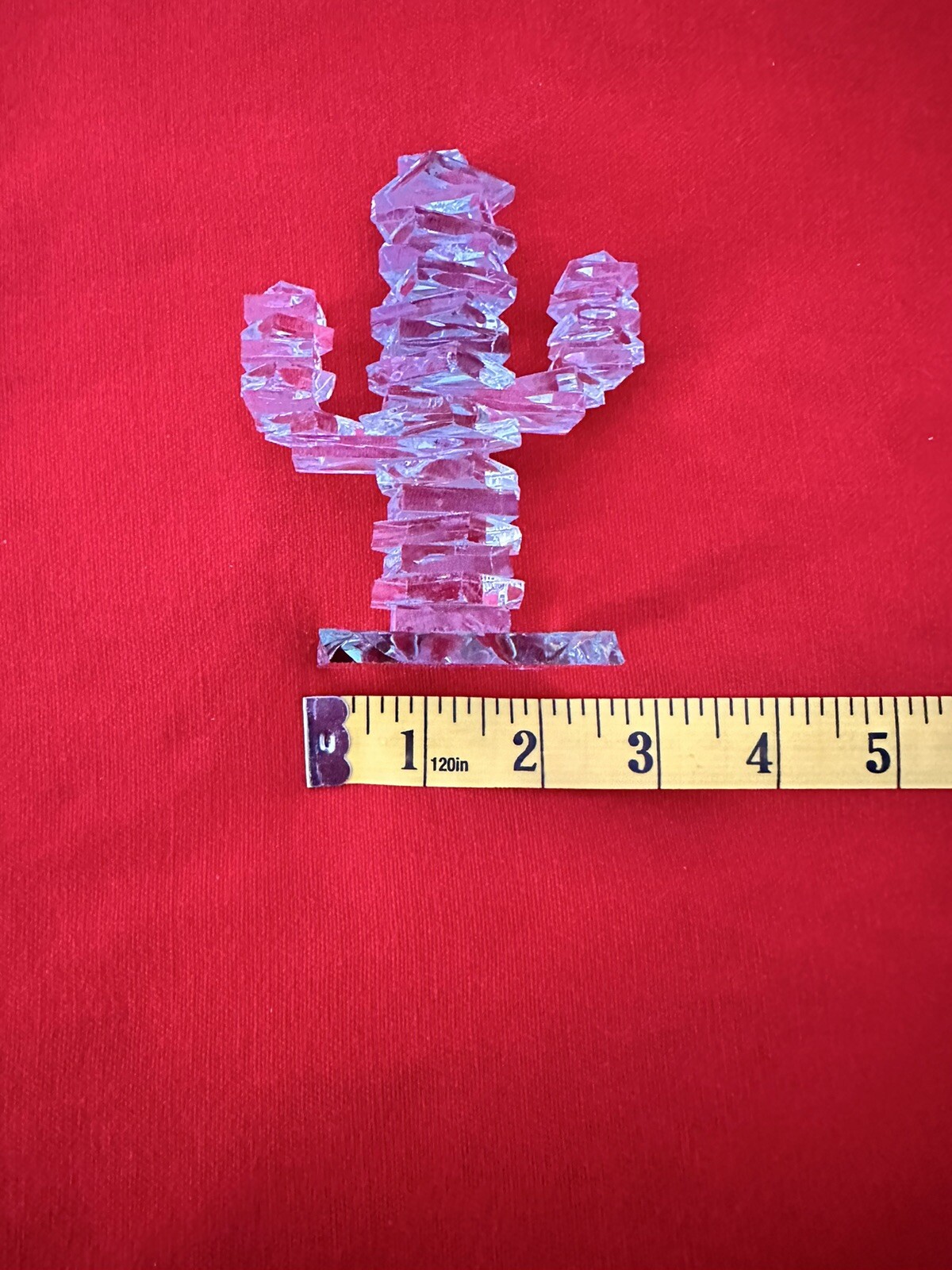 Stacked Green Glass Saguaro Cactus Statue Figurine Art Desert