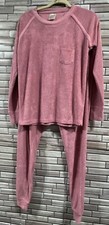 Hanes womens M lounge set pant top heather pink long sleeve pants soft comfy