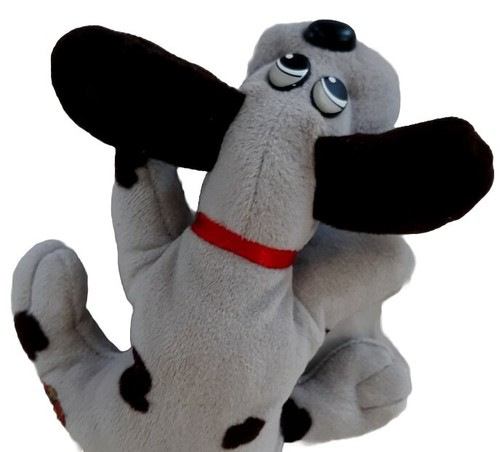 "Parches marrones de peluche gris manchado cachorro perro de colección años 80 libras pequeño 6" - Imagen 8 de 10