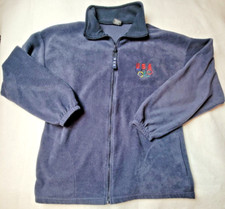 USA OLYMPICS RINGS UNISEX FULL ZIP FLEECE JACKET WITH POCKETS MADE IN USA SIZE L