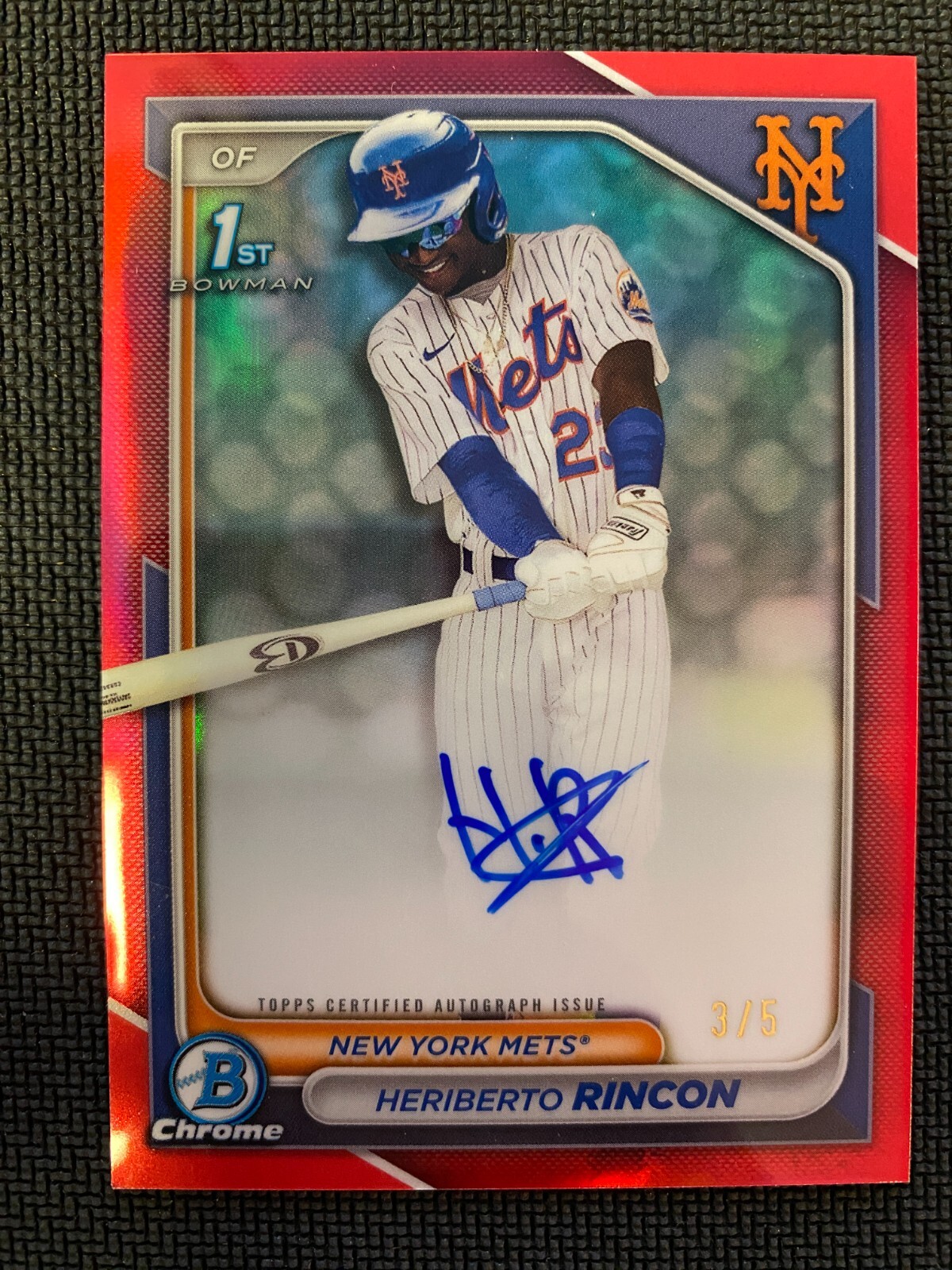 2024 Bowman Chrome HERIBERTO RINCON Mets - #CPA-HR Auto Red Refractor /5 - EX