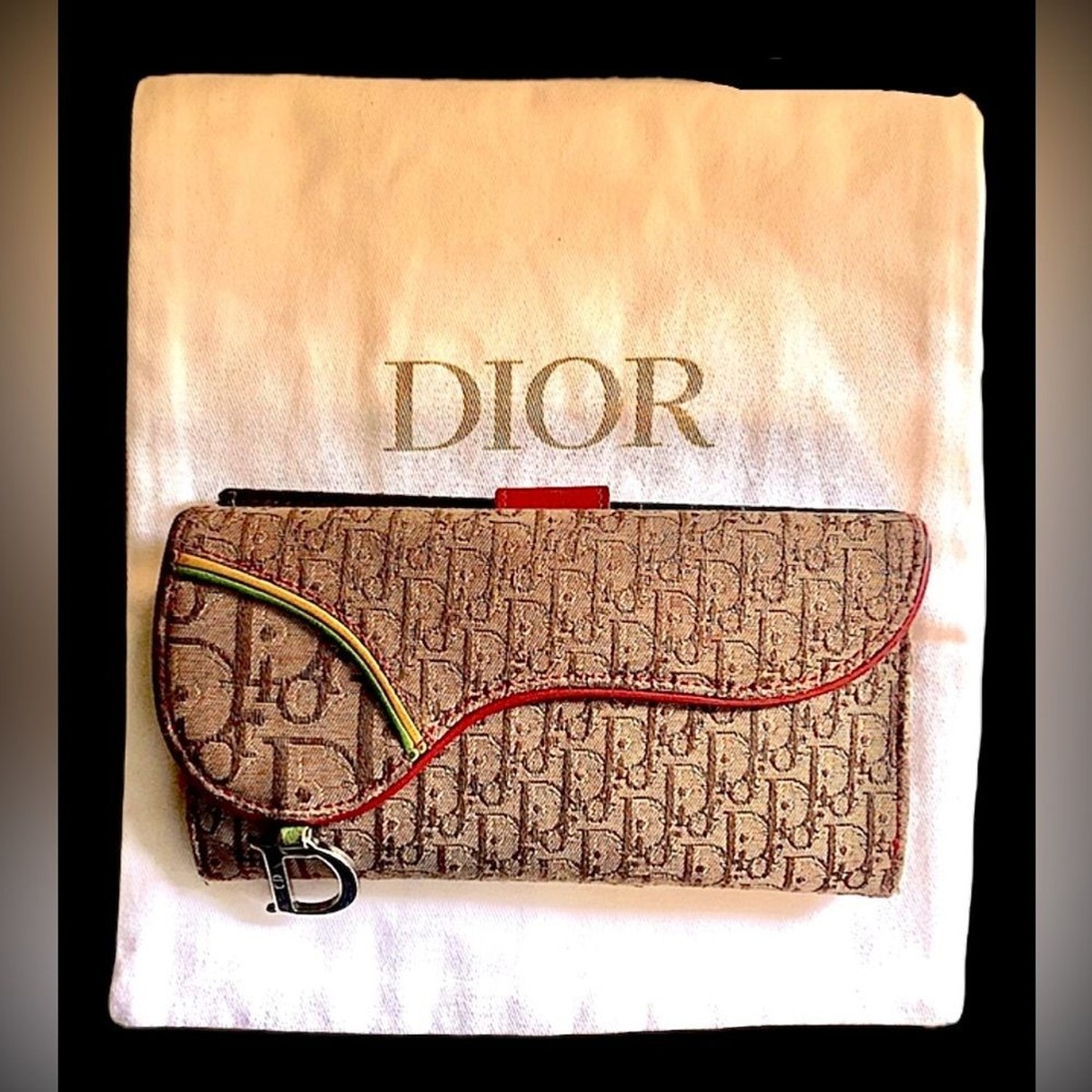 Christian Dior Rasta Saddle Trotter Long Wallet with Dustbag