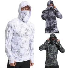 UPF50 Mens Sun Skin Protection T-Shirts Outdoor Fishing Casual Hoodies Jacket