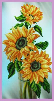 Bead embroidery kit Still life with sunflowers hand embroidery needlework kit