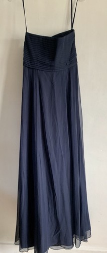 COAST NAVY BLUE SILK STRAPLESS FIT & FLARE MAXI LONG EVENING GOWN DRESS SIZE:12 - Picture 7 of 19