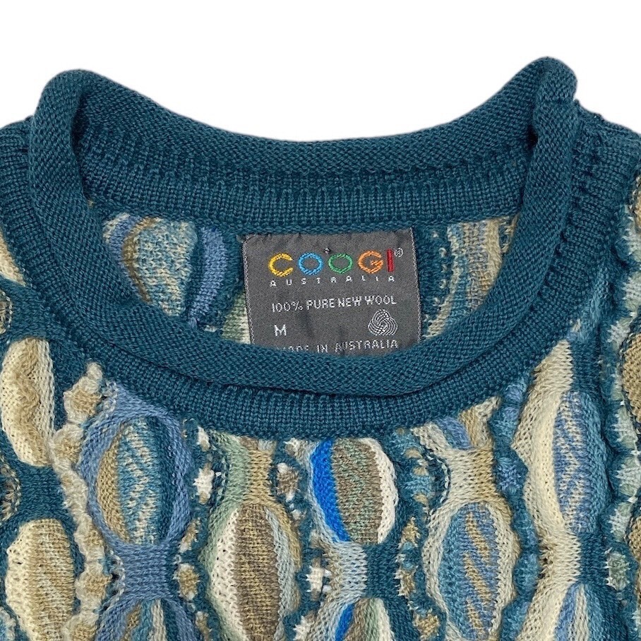 NEW COOGI 3D Knit Sweater Wool Medium Green | eBay