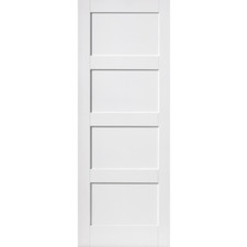 White Shaker pocket door system 4 panel white primed door and track included