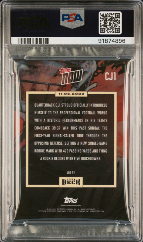 CJ Stroud 2023 Topps Now X Beck Green Foil SP #/75 #CJ1 RC ~ PSA 9