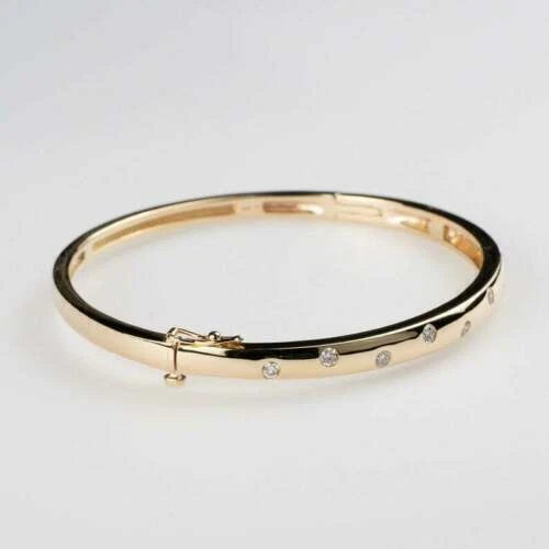 Pulseira feminina folheada a ouro amarelo 14K corte redondo diamante genuíno 0,30 ct - Imagem 4 de 4