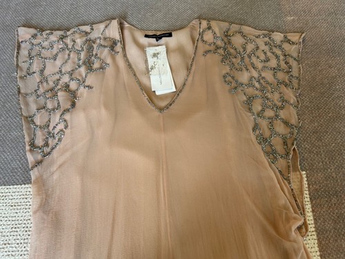 Top da donna FRENCH CONNECTION tunica nuda impreziosita in seta taglia UK 10 nuovo con etichette - Foto 4 di 8