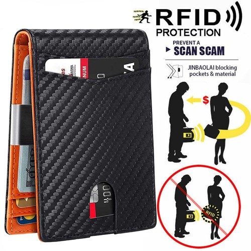 Wallet RFID Blocking Mens Slim Wallet with Money Clip Leather Wallet Anti-scan - Picture 9 of 19