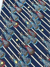 MINT Vintage Nicole Miller Lacrosse Tie 100 Silk Lacrosse Sticks Navy Blue