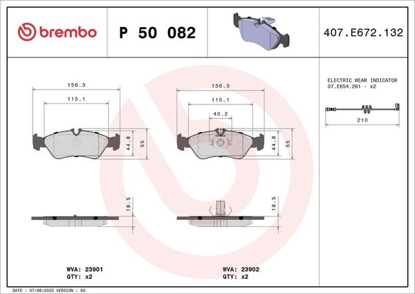 Brembo Bremsbelagsatz, Scheibenbremse P 50 082 FüR MERCEDES-BENZ Vw Puch-image