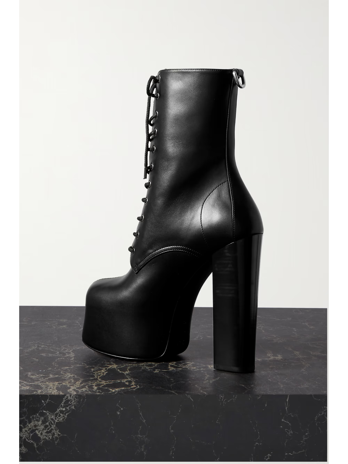 Stivali YSL Saint Laurent Piuma neri in pelle con plateau misura 37 7