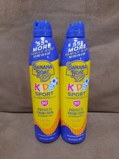 Lot Of 2 Banana Boat Kid Sport SPF 50 Sunscreen PowerStay Tech 9.5 Oz. Tear Free