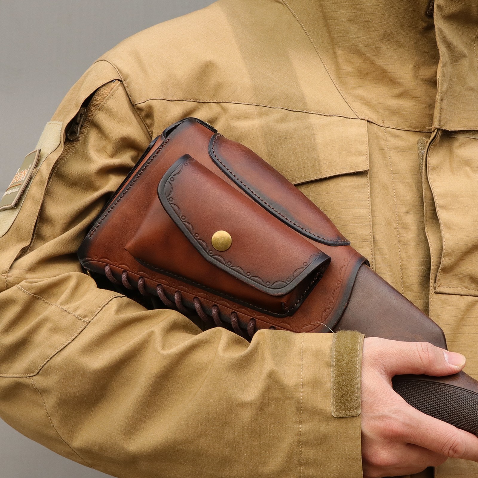Tourbon Leather Cheek Rest Shell Pouch Buttstock Holder Recoil Pad Gift ...