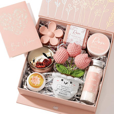 Spa Gifts for Women Bath Gift Set, Rose Relaxing Spa Gift Baskets Home Bath Set