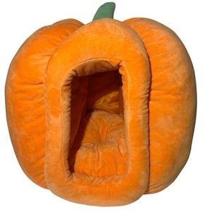 Heart to Tail Pumpkin Plush Cave Bed Nest For Puppies XS Dogs or Cats