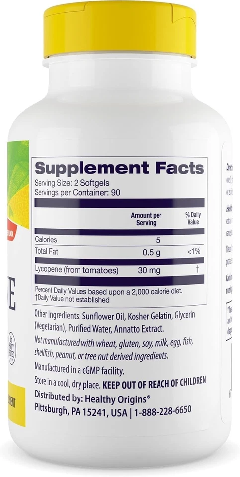 Healthy Origins Lycopene 180 Count Softgels for Heart Skin Prostate Health - Image 2 of 4