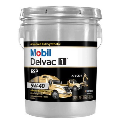 Mobil 1 122265 Delvac 1 ESP Full-Synthetic Diesel Engine Oil 5W-40, 5-Gallon Jug