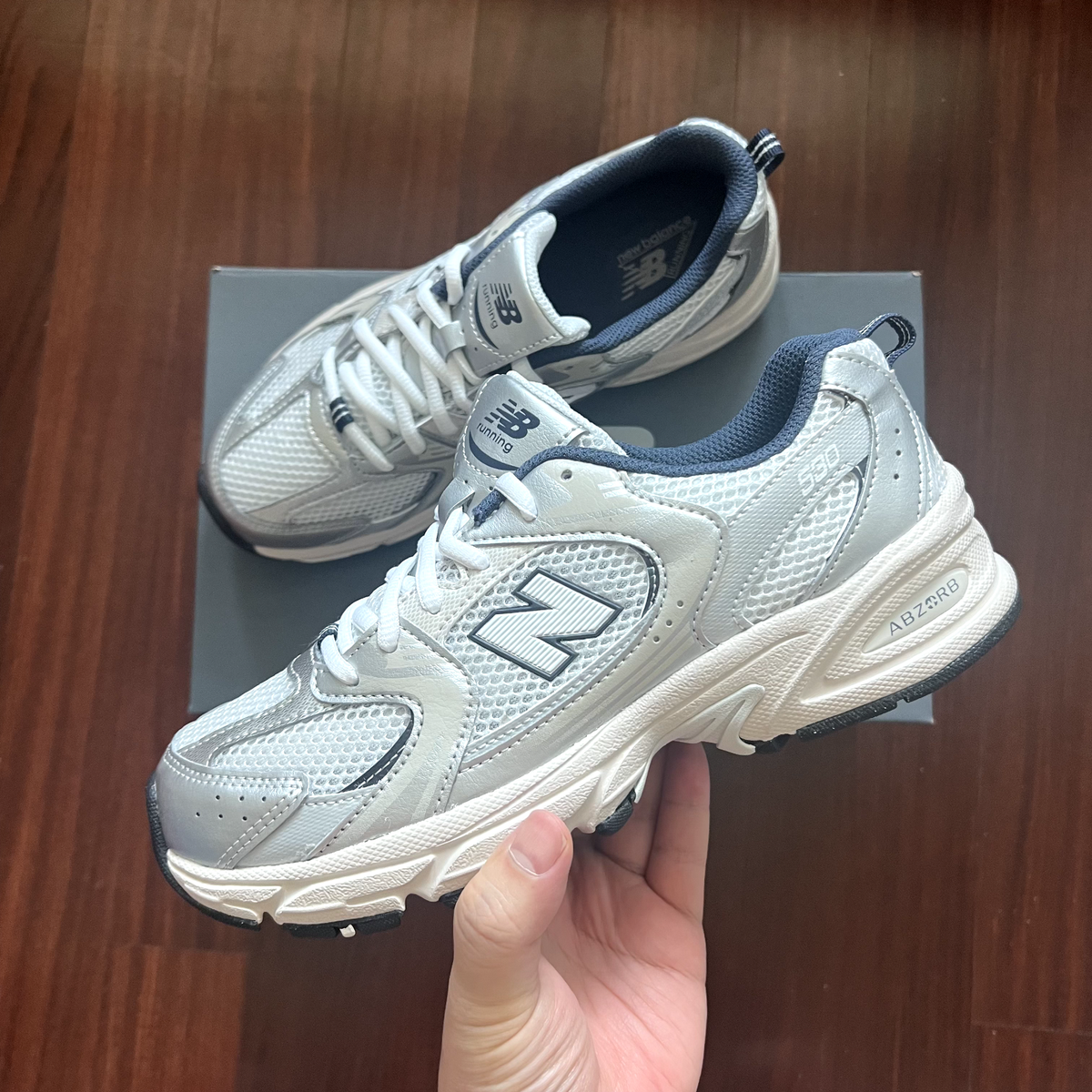 New Balance 530 Metallic Silver Navy GS/Womens Sneakers GR530KA