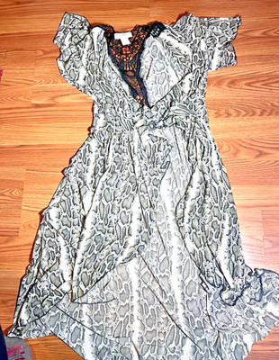 LIFE Dress Size S White Black Crochet Neck Boho Flow Stretch