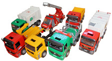 8 INCOMPLETE BRUDER Toy Trucks MAN Tow, Logging Truck, Dump, Garbage, Fire Truck