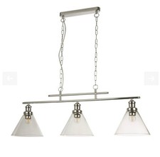 2 x Pyramid pendant light, chrome, glass, 3-bulb, 95 cm, E27