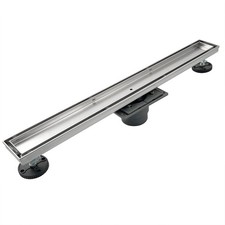 24-Inch Linear Shower Drain with Tile Insert Grate, Professional Brushed 304 ...
