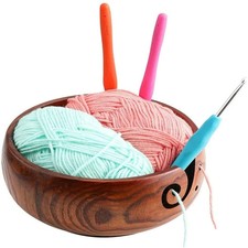 Handmade Wooden Yarn Bowl  Knitting  Crochet 6'' collectible for mother gift