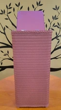 Vintage Pink Laundry HAMPER 1950s Woven Wicker Padded lid Nice condition 27"x11"