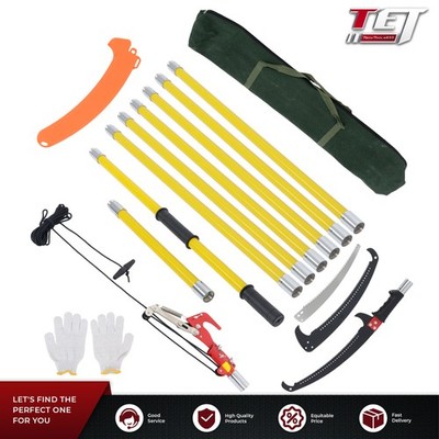 27FT Manual Pole Saw, Tree Branch Trimmer with 8-Section 7.8-27 ft w/ Scissor