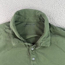 American Giant Polo Shirt Mens XL Olive Green Short Sleeve Made in USA Cotton