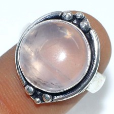 Rose Quartz 925 Silver Plated Gemstone Handmade Ring US 6.5 New Arrival JW