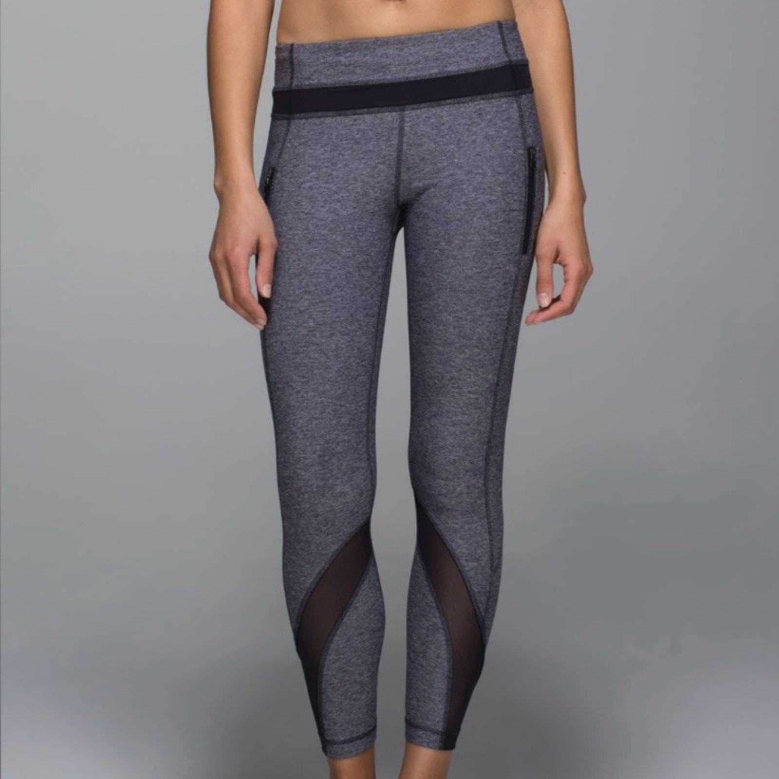 Lululemon Inspire Tight II (Mesh) in Heathered Naval Blue / Naval Blue Run Pouch