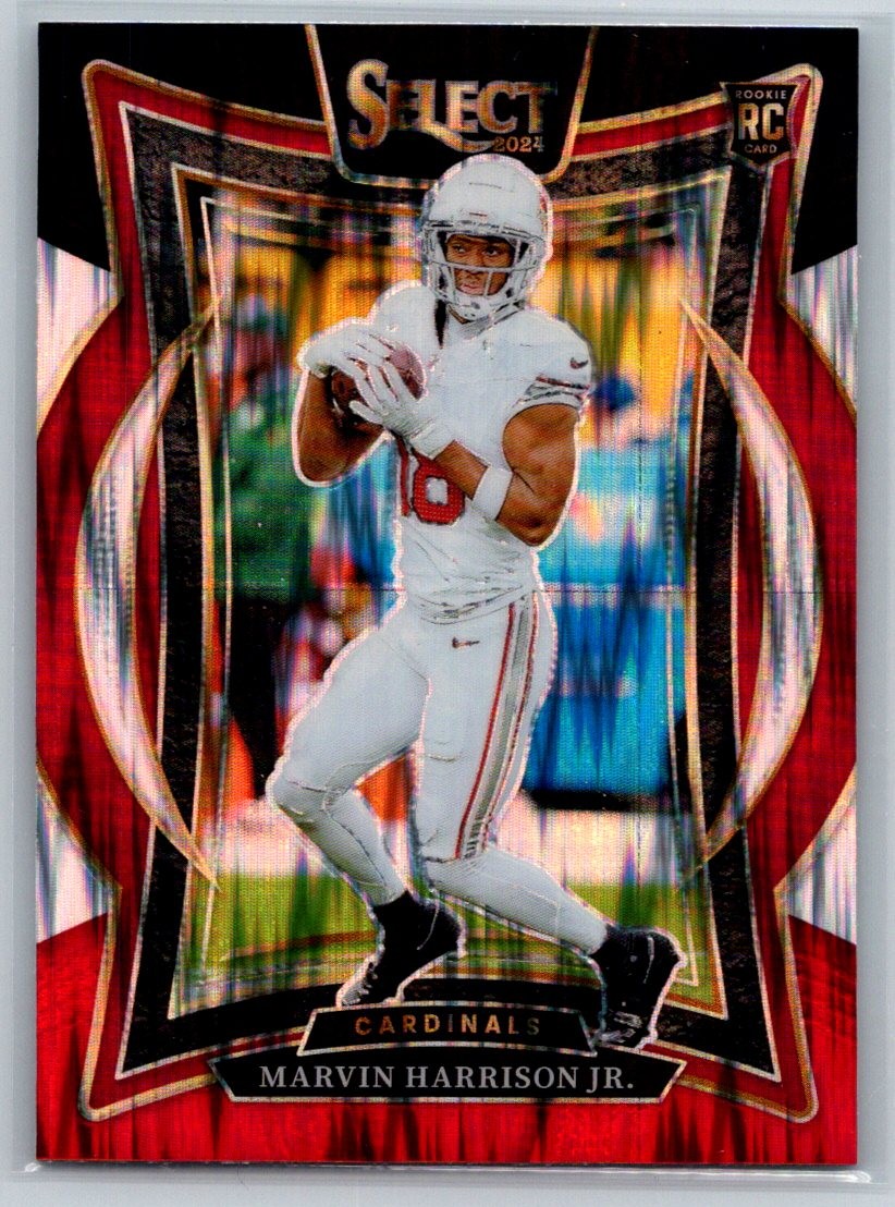 2024 Panini Select #28 Marvin Harrison Jr. Black & Orange Prizm Shock