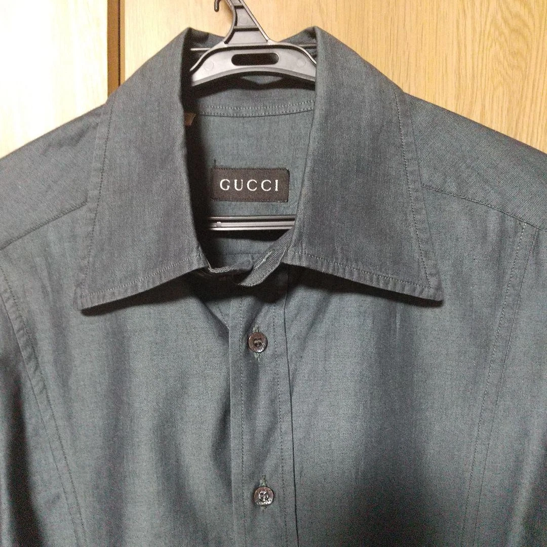 Chemise habillée printemps/été GUCCI coton clair vert foncé bleu marine foncé 39/15 M F/S f