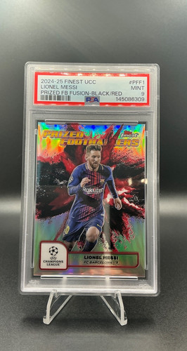 2024-25 Topps Finest UCC Lionel Messi Prized Footballers Black/Red PSA 9