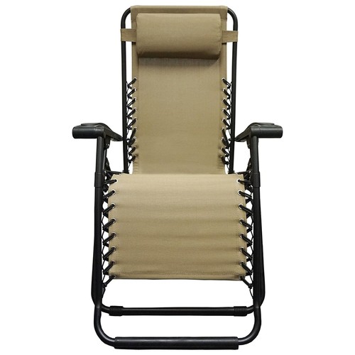 Sillón plegable para camping patio exterior gravedad cero caravana, beige (caja abierta) - Imagen 9 de 12